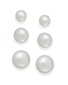 Cultured Freshwater Pearl 3 piece Stud Earring Set in Sterling Silver (6-10mm)