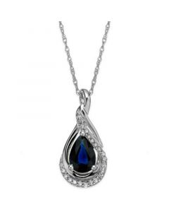 Sapphire (9/10 ct. t.w.) and Diamond Accent Wrap Pendant Necklace in 14k White Gold