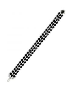 Black Sapphire Three-Row Bracelet in Sterling Silver (43 ct. t.w.), Created for Macy's