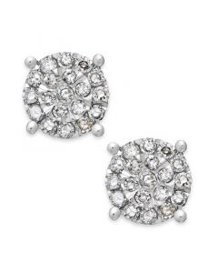 Diamond Cluster Stud Earrings in Sterling Silver (1/4 ct. t.w.)