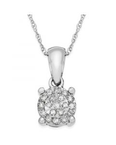 Diamond Cluster Pendant Necklace in Sterling Silver (1/10 ct. t.w.)