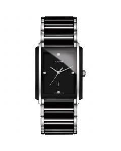 Unisex Swiss Integral Diamond Accent Black Ceramic and Stainless Steel Bracelet Watch 31mm R20206712