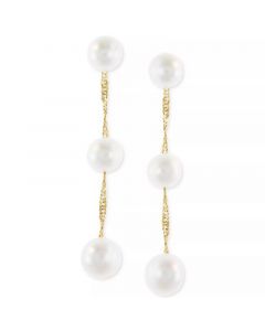 EFFY® Cultured Freshwater Pearl Triple Drop Earrings in 14k Yellow, White or Rose Gold (5mm)