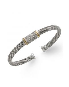 Diamond Mesh Bangle Bracelet in 14k Gold and Sterling Silver (1/8 ct. t.w.)