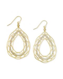 Crystal Openwork Teardrop Earrings in 18k Gold over Sterling Silver