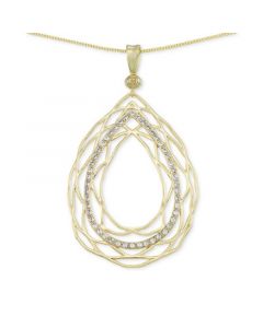 Crystal Openwork Teardrop Pendant Necklace in 18k Gold over Sterling Silver