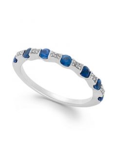 Sapphire (1/2 ct. t.w.) and Diamond Accent Band in 14k White Gold