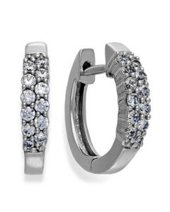 Diamond Two-Row Hoop Earrings in 14k White Gold (1/4 ct. t.w.)