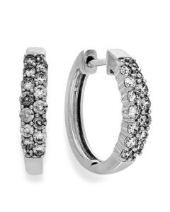 Diamond Two-Row Hoop Earrings in 14k White Gold (1/2 ct. t.w.)