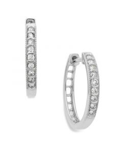 Diamond Mini Hoop Earrings in 10k White Gold (1/6 ct. t.w.)