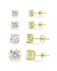 Cubic Zirconia Stud Set in 18k Gold over Sterling Silver