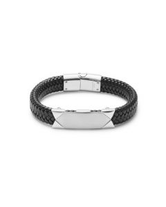 Men's Brai Ded Black Leather Id Bracelet