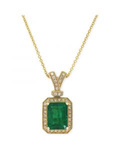 Brasilica by EFFY® Emerald (2-1/5 ct. t.w.) and Diamond (1/5 ct. t.w.) Pendant Necklace in 14k Gold, Created for Macy's