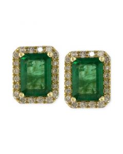 Brasilica by EFFY® Emerald (1-9/10 ct. t.w.) and Diamond (1/4 ct. t.w.) Stud Earrings in 14k Gold, Created for Macy's