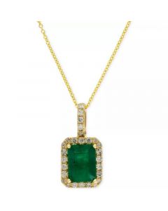 Brasilica by EFFY® Emerald (1-3/8 ct. t.w.) and Diamond (1/4 ct. t.w.) Pendant Necklace in 14k Gold or 14k White Gold, Created for Macy's