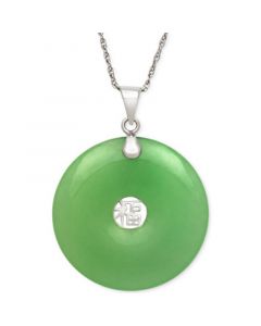 Dyed Jade Symbol Pendant Necklace in Sterling Silver (25mm)