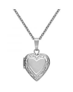 Children's Embossed Heart Locket in Sterling Silver