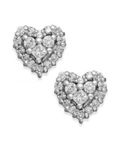 EFFY® Diamond Heart Stud Earrings (1/2 ct. t.w.) in 14k White, Yellow, or Rose Gold