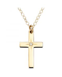 Children's 15" Diamond Accent Cross Pendant in 14k Gold