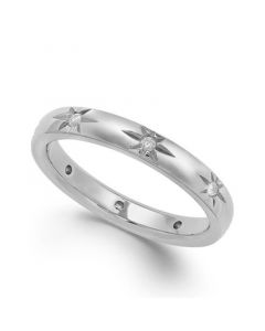 Star by Diamond Star Wedding Band in 18k White Gold (1/8 ct. t.w.), Created for Macy's