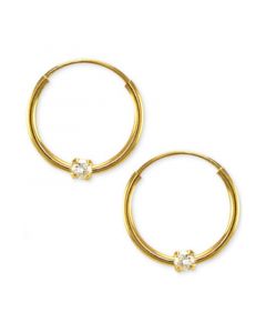 Children's Cubic Zirconia Accent Endless Hoop Earrings in 14K Yellow Gold (2mm)