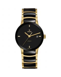 Women's Swiss Automatic Centrix Diamond Accent Black Ceramic & Gold-Tone Stainless Steel Bracelet Watch 38mm