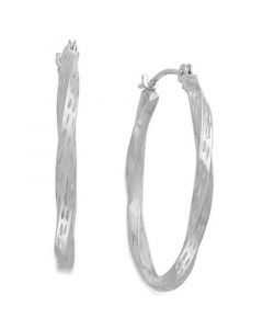 Diamond-Cut Hoop Earrings in 10k White Gold