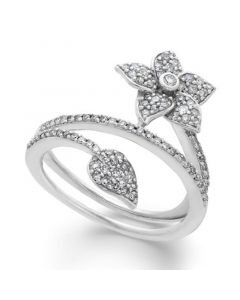 Diamond Wrap-Around Flower Ring in Sterling Silver (1/2 ct. t.w.)