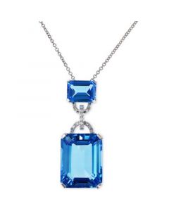 EFFY® Blue Topaz (16-3/4 ct. t.w.) and Diamond Accent Pendant Necklace in 14k White Gold