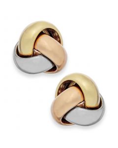 Tri-Tone Love Knot Stud Earrings in 14k Gold