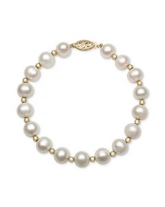 Cultured Freshwater Pearl Bracelet in 14k Gold (7-1/2mm)