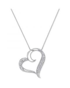 Diamond Floating Heart Pendant Necklace (1/6 ct. t.w.) in Sterling Silver