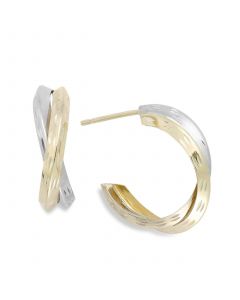 Two-Tone X-Hoop Earrings in 10k Gold, 16mm