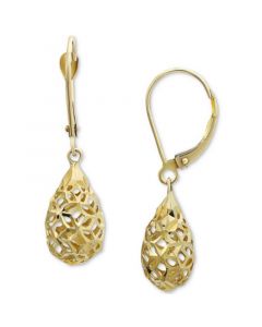 Filigree Leverback Drop Earrings in 10k Gold