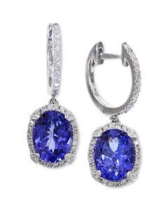 EFFY® Tanzanite (3-3/8 ct. t.w.) and Diamond (1/3 ct. t.w.) Hoop Earrings in 14k White Gold, Created for Macy's