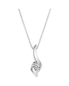 Diamond Swirl Pendant Necklace in 14k White Gold (1/10 ct. t.w.)