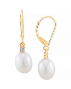 Cultured Freshwater Pearl Earrings (8mm) in 10k Gold & White Gold