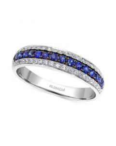 EFFY® Sapphire (1/5 ct. t.w.) and Diamond (3/8 ct. t.w.) Band in 14k White Gold