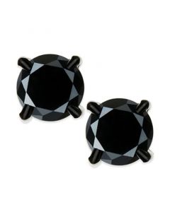 Men's Black Diamond stud Earrings in Stainless Steel (2 ct. t.w.)