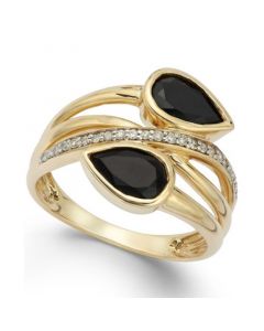 Onyx (1-3/8 ct. t.w.) and Diamond (1/10 ct. t.w.) Ring in 14k Gold