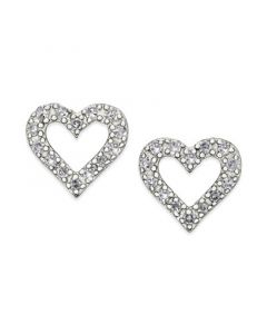 Diamond Heart Stud Earrings in Sterling Silver (1/10 ct. t.w.)