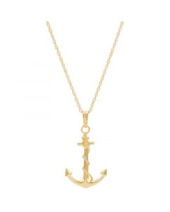 Men's Anchor Pendant Necklace in 10k Gold