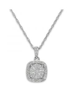 Diamond Cushion Pendant Necklace in Sterling Silver (1/3 ct. t.w.)