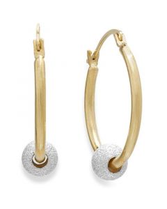 Beaded Hoop Earrings in 10k Gold and Sterling Silver