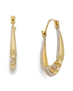 Two-Tone Shrimp Hoop Earrings in 10k Gold