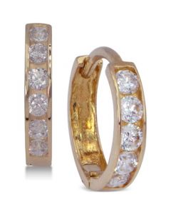 Cubic Zirconia Hoop Earrings in 10k Gold