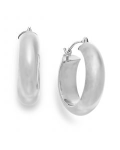 Wide Hoop Earrings in 10k White Gold