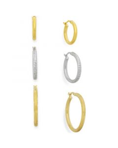 Two-Tone Three-Hoop Set in 14k Gold Vermeil and Sterling Silver