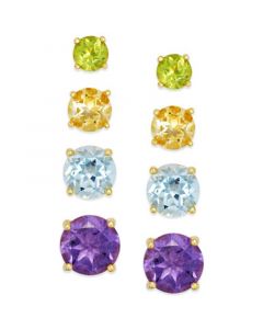 Multi-Stone Stud Earring Set in 18k Gold over Sterling Silver (5-9/10 ct. t.w.)