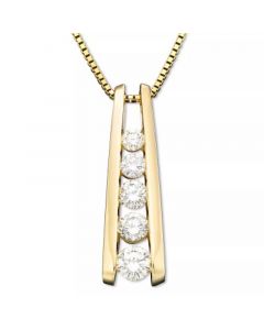 Five-Stone Diamond Journey Pendant Necklace in 14k Yellow or White Gold (1 ct. t.w.)